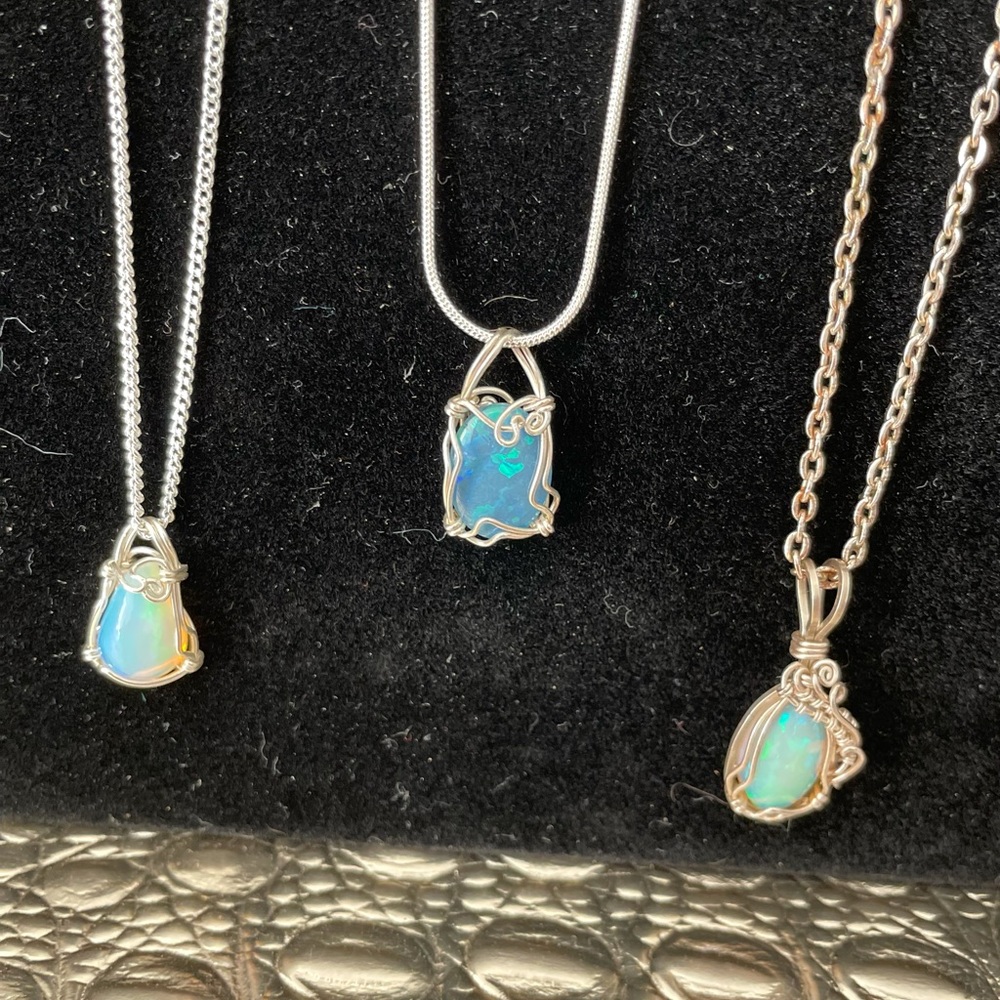 Wire Wrapped Opal Pendants